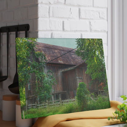 U R There Photography Oxford Rusted Red I Rustic Farmhouse Tempered-Glass Cutting Board