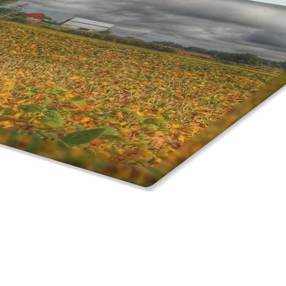 U R There Photography Golden Fields Farm Rustic Farmhouse Tempered-Glass Cutting Board