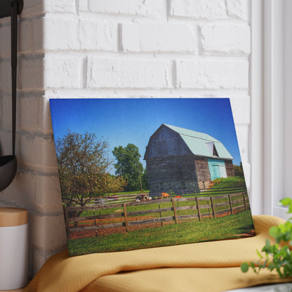 U R There Photography Harris Road Fieldstone Grey Rustic Farmhouse Tempered-Glass Cutting Board