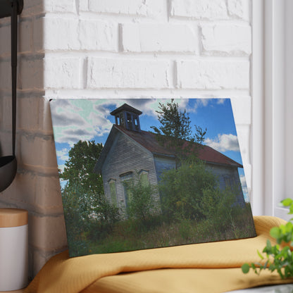 U R There Photography Mound Road Schoolhouse Rustic Farmhouse Tempered-Glass Cutting Board