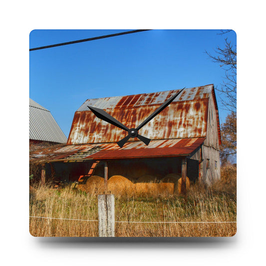 Dodge Road Haybarn II Rustic Farmhouse Acrylic Analog Wall Clock