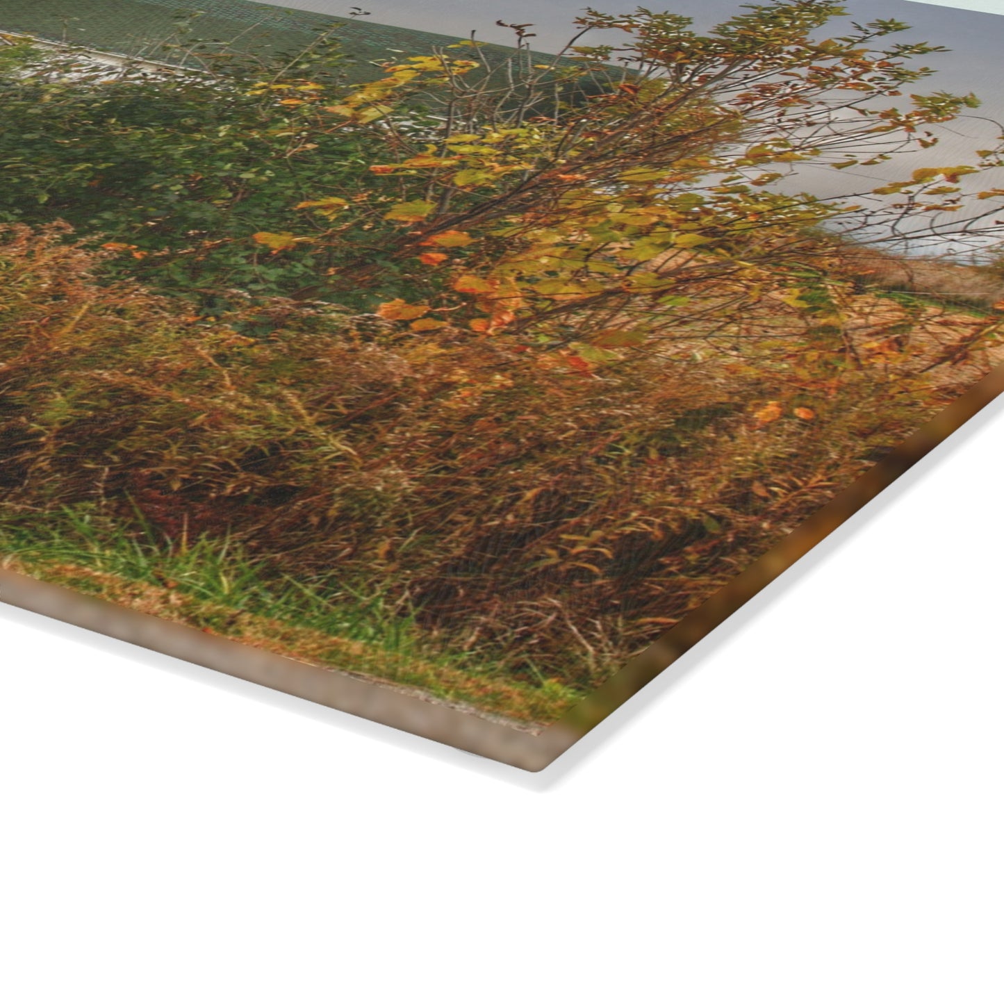 U R There Photography Hill Road White Rustic Farmhouse Tempered-Glass Cutting Board