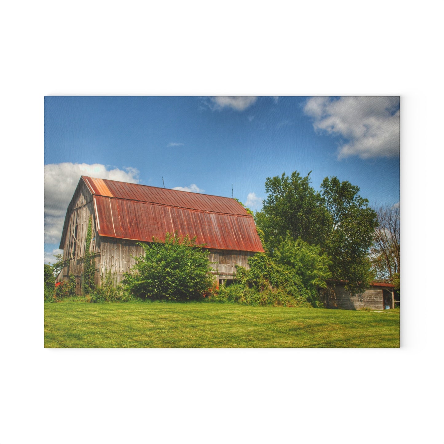 U R There Photography Grey Road Rusted II Rustic Farmhouse Tempered-Glass Cutting Board