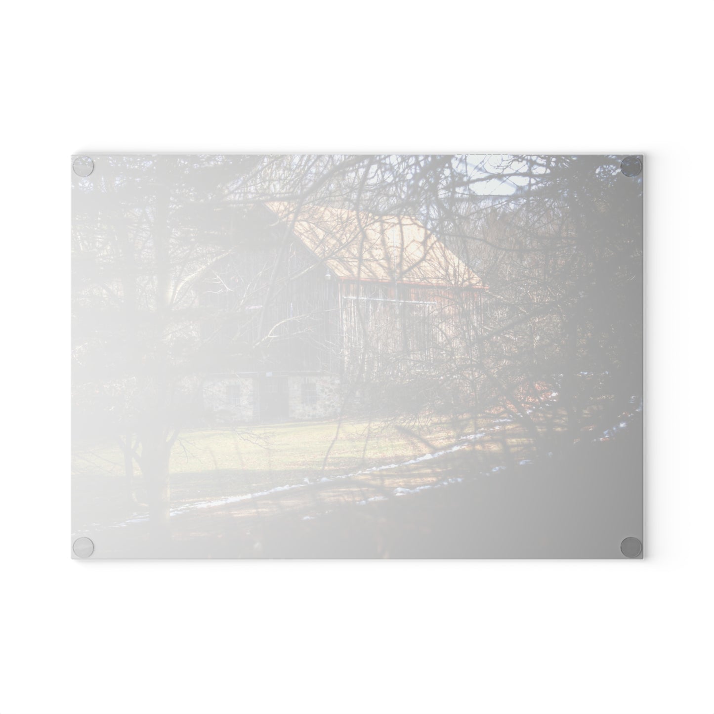 U R There Photography Newark Road Hidden Fieldstone Grey Rustic Farmhouse Tempered-Glass Cutting Board
