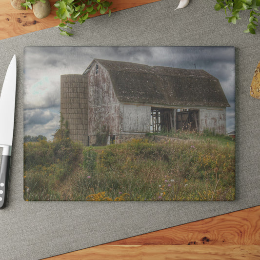 U R There Photography Castle Road White Rustic Farmhouse Tempered-Glass Cutting Board
