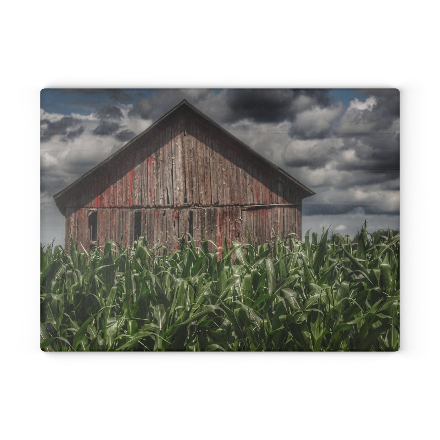 Barn Boutique Rustic Tempered-Glass Cutting Board| Above the July Corn