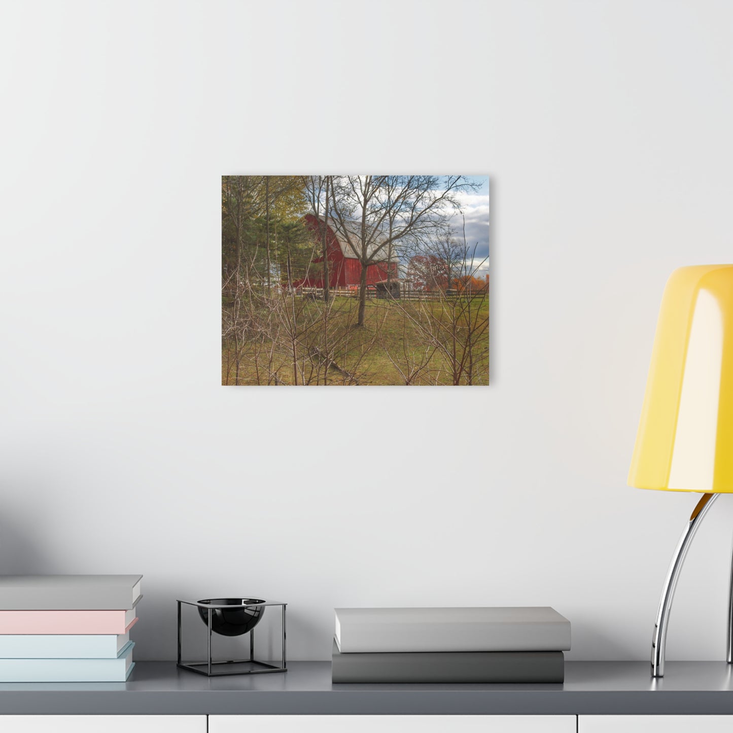 U R There Photography Laur Road Hidden Red Rustic Farmhouse Acrylic Wall Print