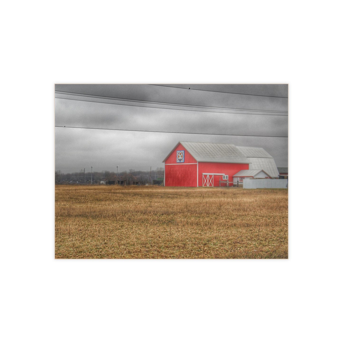 U R There Photography Barnes Road Quilted Red Rustic Farmhouse Decorative Ceramic Tile