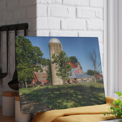 U R There Photography Tody Road Reds Rustic Farmhouse Tempered-Glass Cutting Board