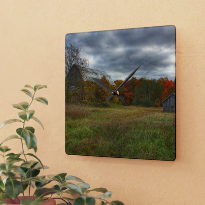 U R There Photography Hilltop High Grey Rustic Farmhouse Acrylic Analog Wall Clock