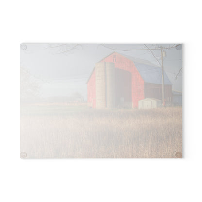 U R There Photography Harrington Road Red and Silo Rustic Farmhouse Tempered-Glass Cutting Board