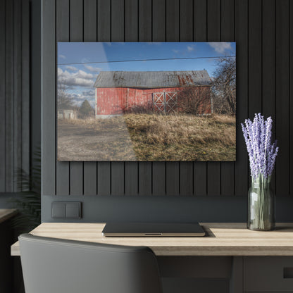 U R There Photography Lapeer Road Crooked Red Rustic Farmhouse Acrylic Wall Print