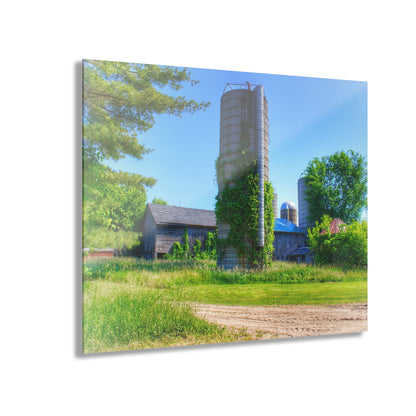 U R There Photography Bordman Road Old Grey and Silo II Rustic Farmhouse Acrylic Wall Print