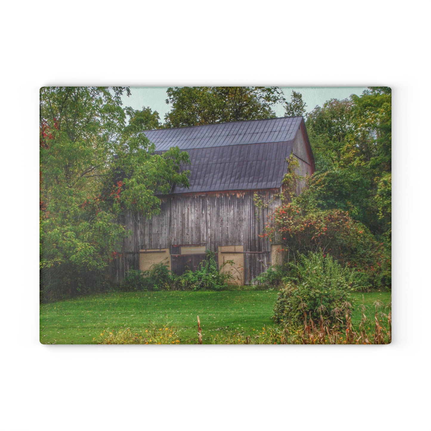 U R There Photography North Lake Road Hidden Grey Rustic Farmhouse Tempered-Glass Cutting Board