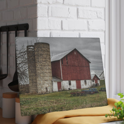 U R There Photography Fostoria Red I Rustic Farmhouse Tempered-Glass Cutting Board