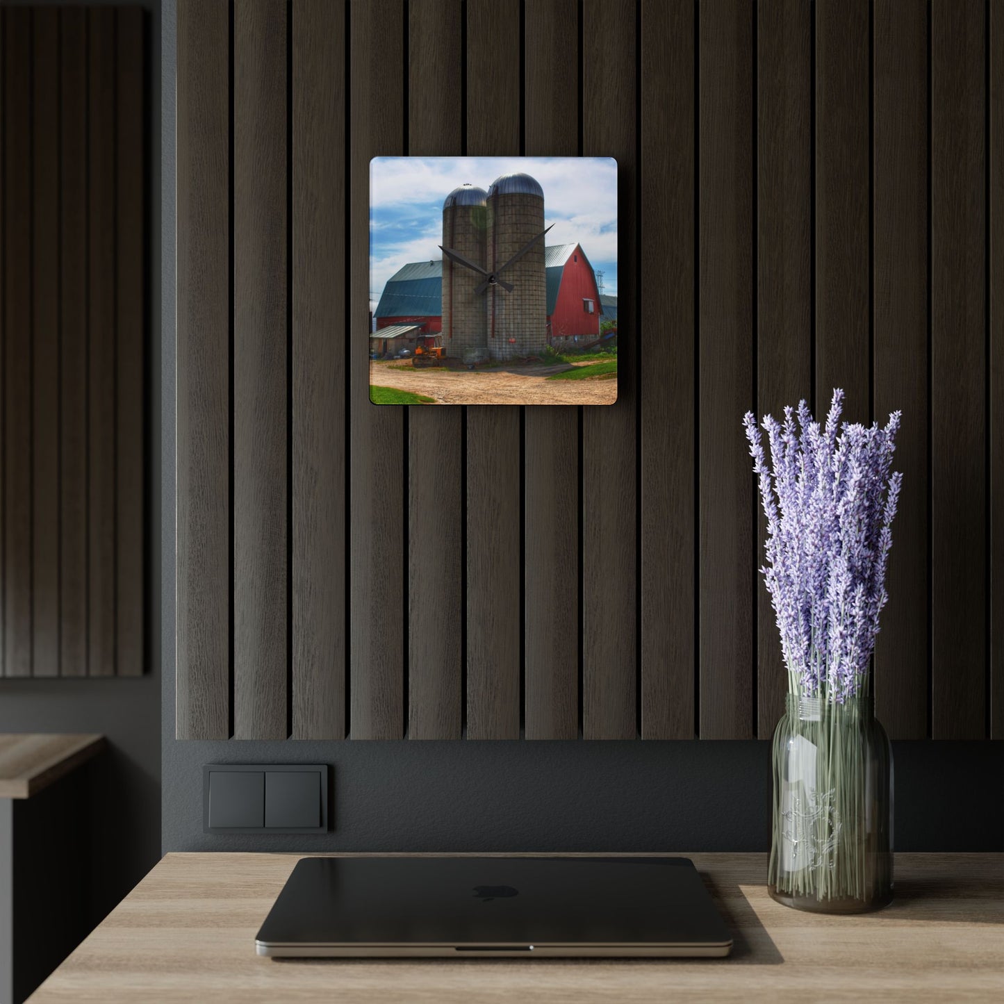U R There Photography South Washburn Red Rustic Farmhouse Acrylic Analog Wall Clock