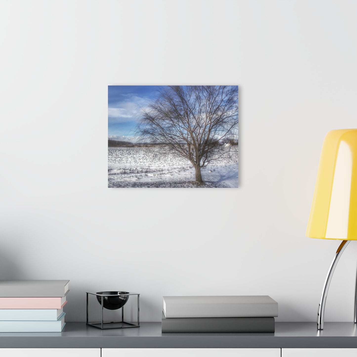 U R There Photography Winter Farm Willow Tree Rustic Farmhouse Acrylic Wall Print