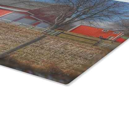 U R There Photography Clifford Road Red II Rustic Farmhouse Tempered-Glass Cutting Board