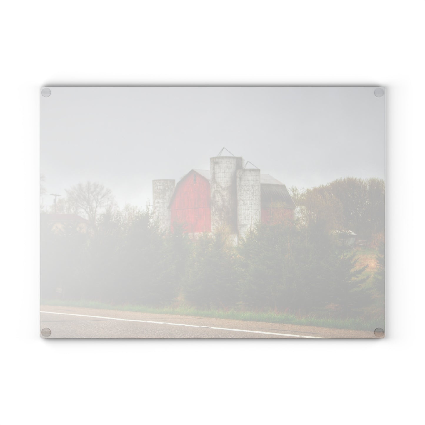 U R There Photography Castle Corner Red II Rustic Farmhouse Tempered-Glass Cutting Board