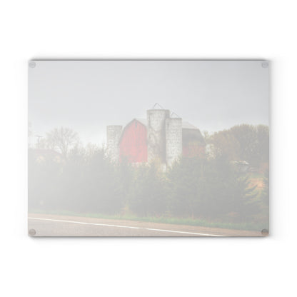 U R There Photography Castle Corner Red II Rustic Farmhouse Tempered-Glass Cutting Board