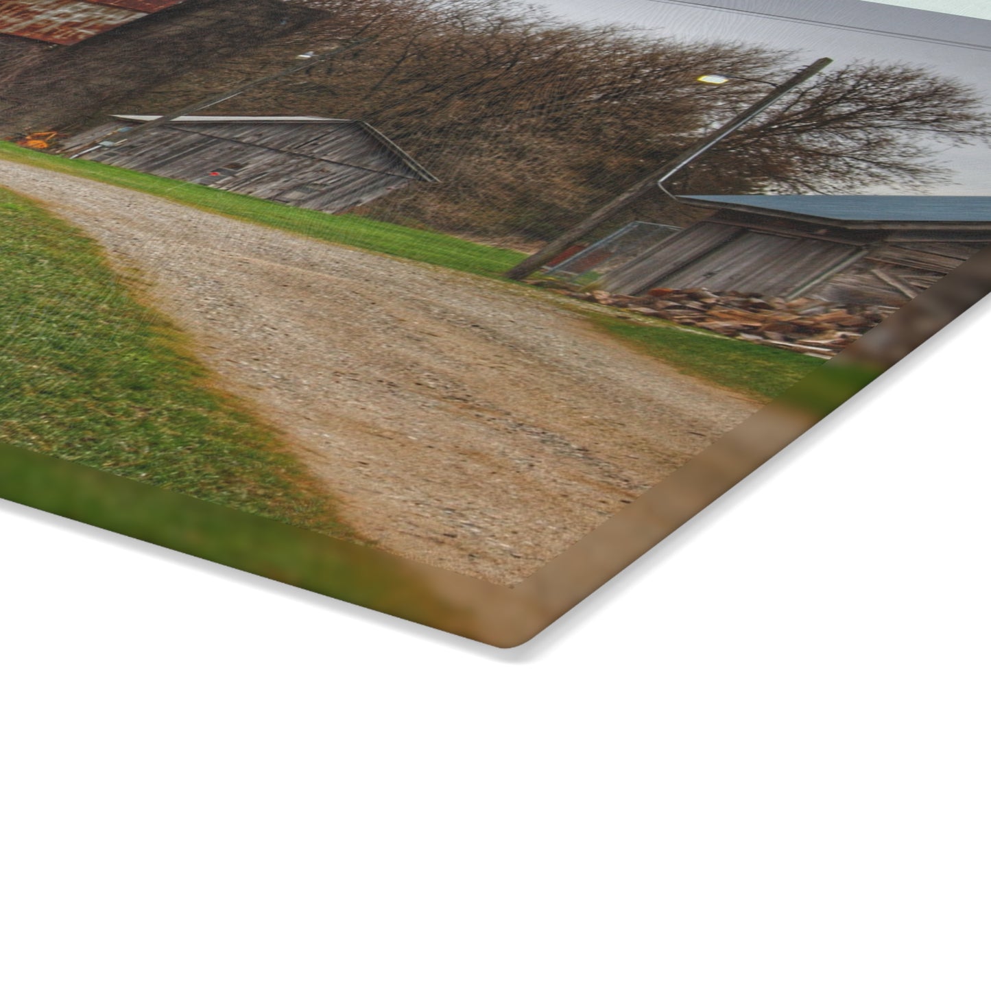 U R There Photography South Summers Road Rusted and Little Grey Rustic Farmhouse Tempered-Glass Cutting Board