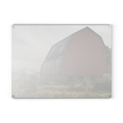 U R There Photography Roadside Stone Red Rustic Farmhouse Tempered-Glass Cutting Board