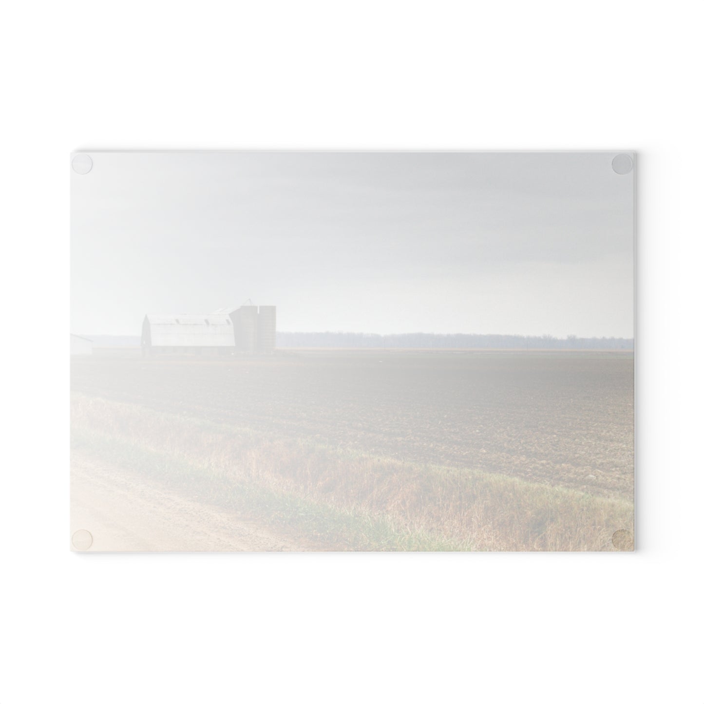 U R There Photography North Gates Road Old Grey I Rustic Farmhouse Tempered-Glass Cutting Board 8"x 11"
