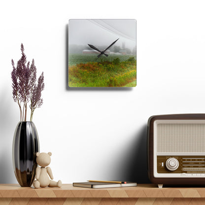 U R There Photography Beyond the Fog Rustic Farmhouse Acrylic Analog Wall Clock