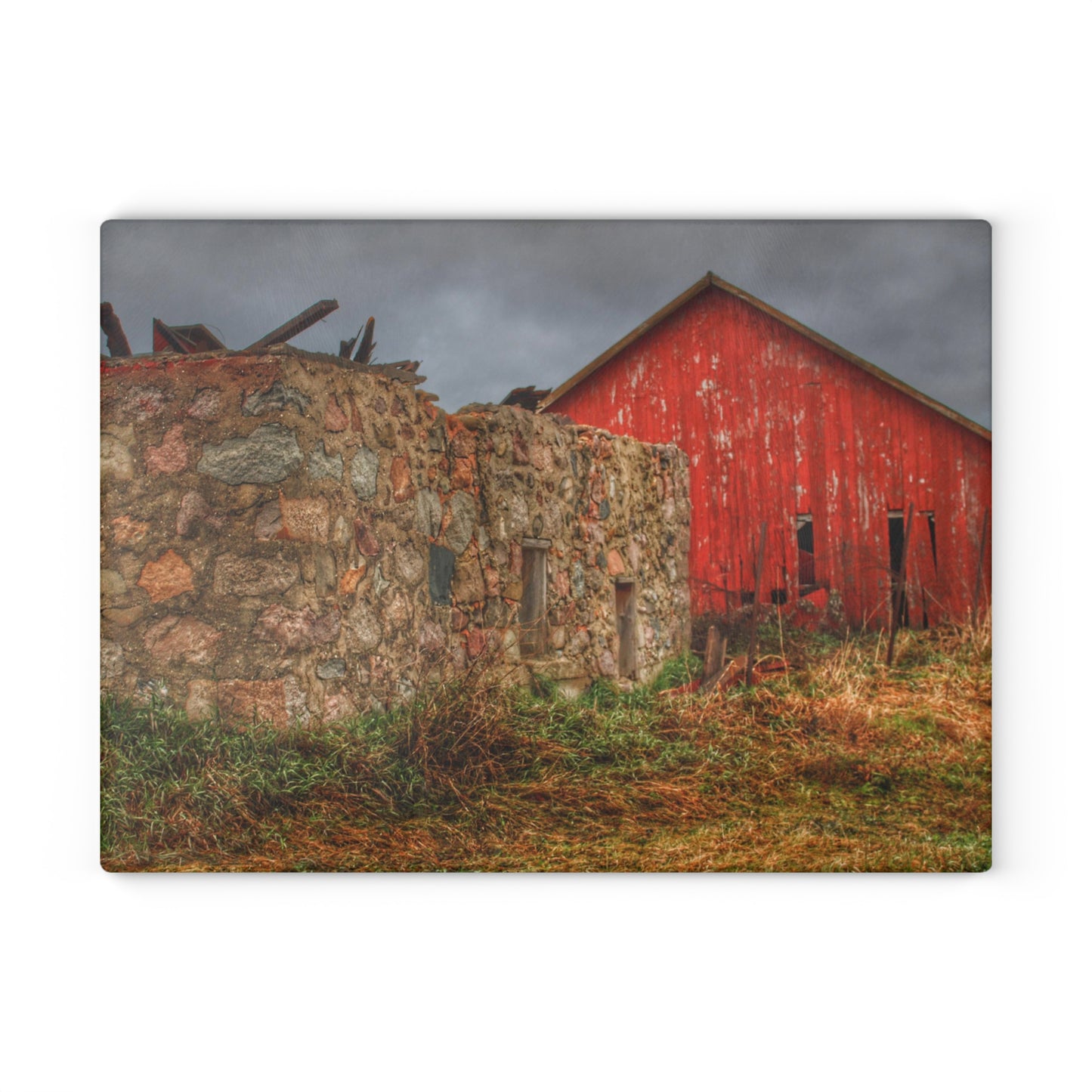 U R There Photography Stanley Road Ruins Rustic Farmhouse Tempered-Glass Cutting Board