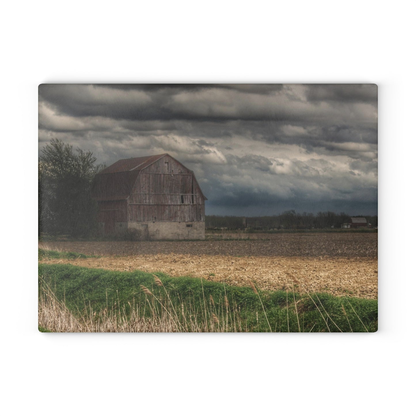 U R There Photography Sandusky Grey I Rustic Farmhouse Tempered-Glass Cutting Board