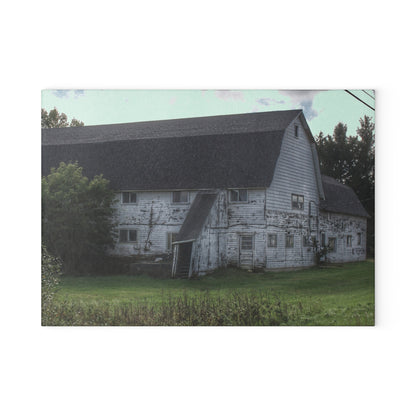 U R There Photography Metamora M-24 White Rustic Farmhouse Tempered-Glass Cutting Board