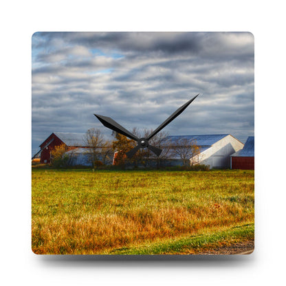 U R There Photography Marlette Road Farm I Rustic Farmhouse Acrylic Analog Wall Clock