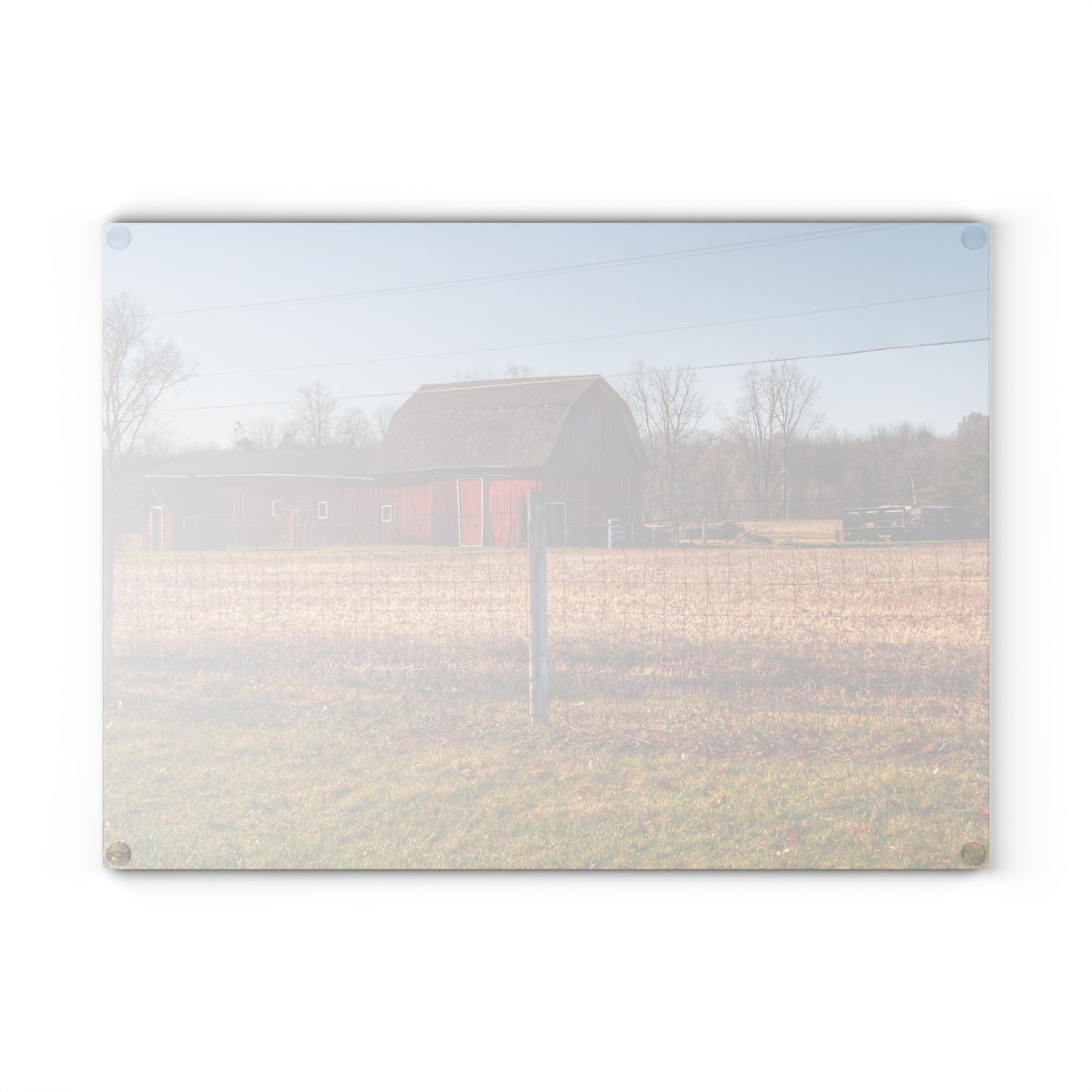 U R There Photography Pratt Road Little Red Rustic Farmhouse Tempered-Glass Cutting Board