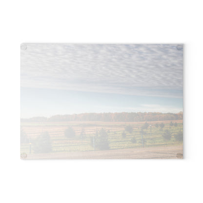 U R There Photography Fences, Firs and Fall Rustic Farmhouse Tempered-Glass Cutting Board