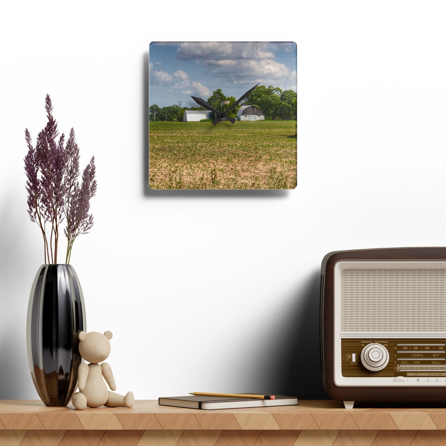 U R There Photography Willard Road White Rustic Farmhouse Acrylic Analog Wall Clock