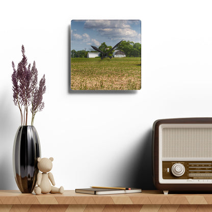 U R There Photography Willard Road White Rustic Farmhouse Acrylic Analog Wall Clock