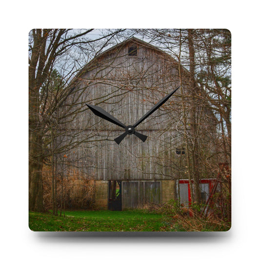 West Murphy Lake Road Grey Rustic Farmhouse Acrylic Analog Wall Clock 10.75'' × 10.75'' (Square)