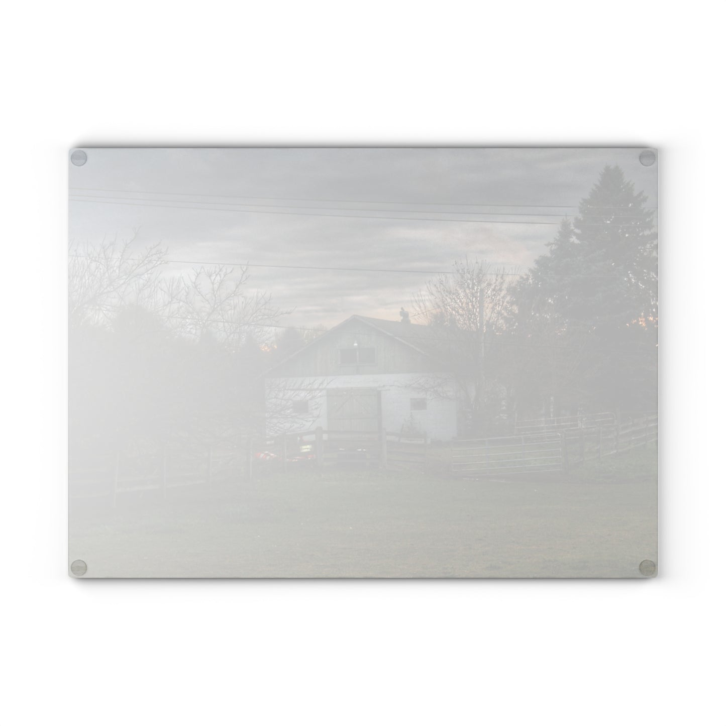 U R There Photography Myers Road Hidden White Rustic Farmhouse Tempered-Glass Cutting Board