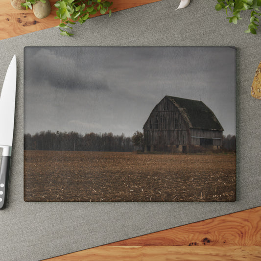 U R There Photography Stone Road Old Grey I Rustic Farmhouse Tempered-Glass Cutting Board