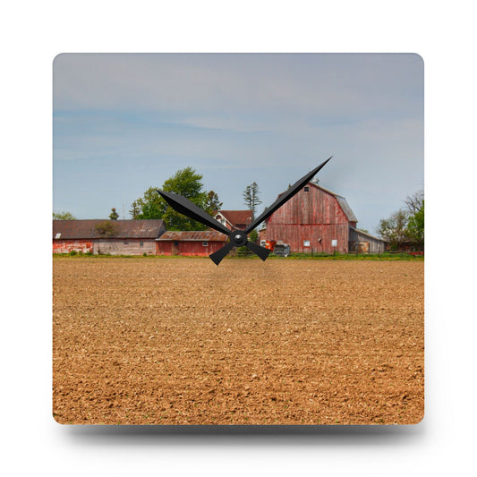 Volz Road Reds Rustic Farmhouse Acrylic Analog Wall Clock 10.75'' × 10.75'' (Square)