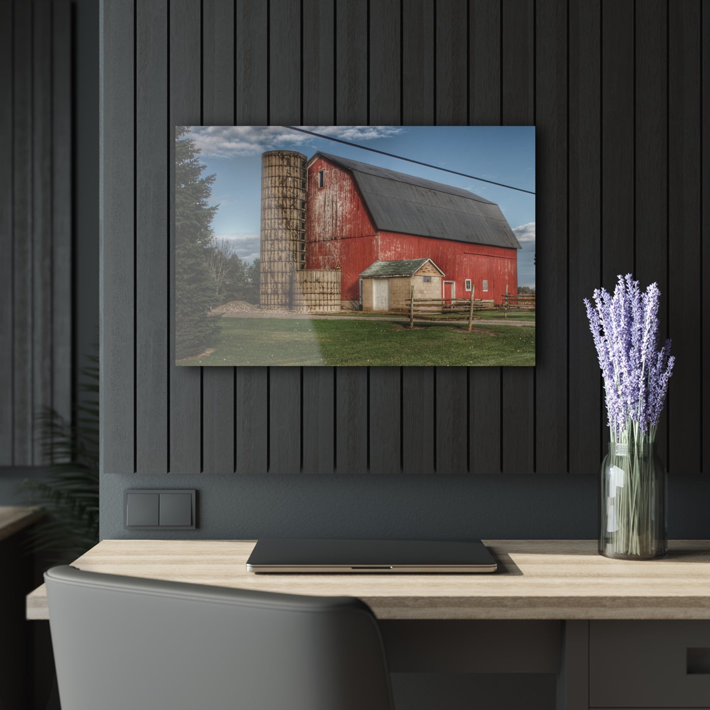 U R There Photography Brown City Lincoln Street Red Rustic Farmhouse Acrylic Wall Print