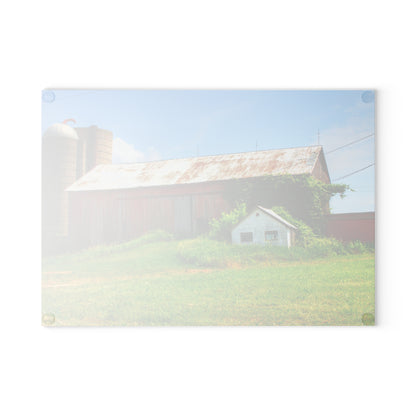U R There Photography Marlette Red I Rustic Farmhouse Tempered-Glass Cutting Board