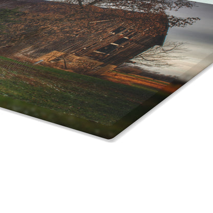 U R There Photography Melvin Grey Rustic Farmhouse Tempered-Glass Cutting Board