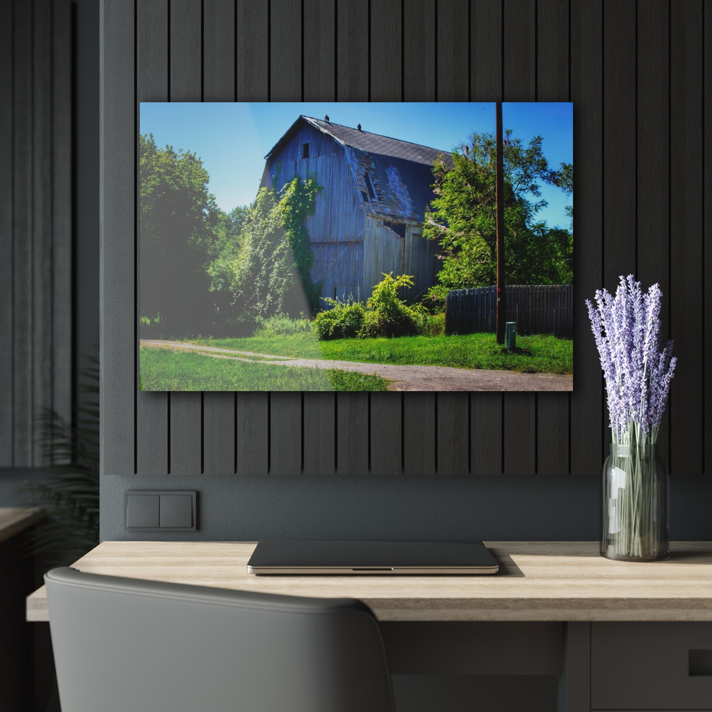 U R There Photography Dryden Road Grey Rustic Farmhouse Acrylic Wall Print