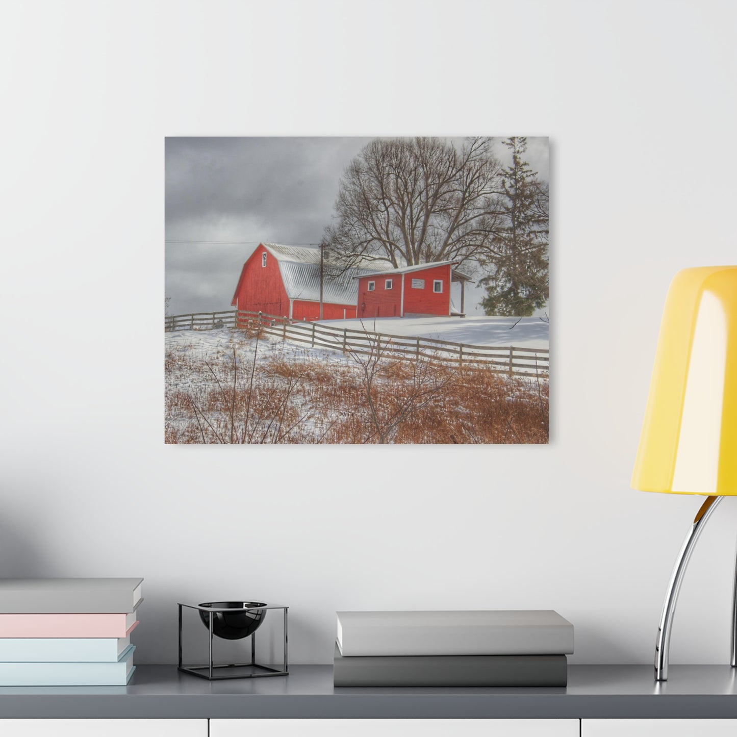 U R There Photography Catlin Red and Fence II Rustic Farmhouse Acrylic Wall Print