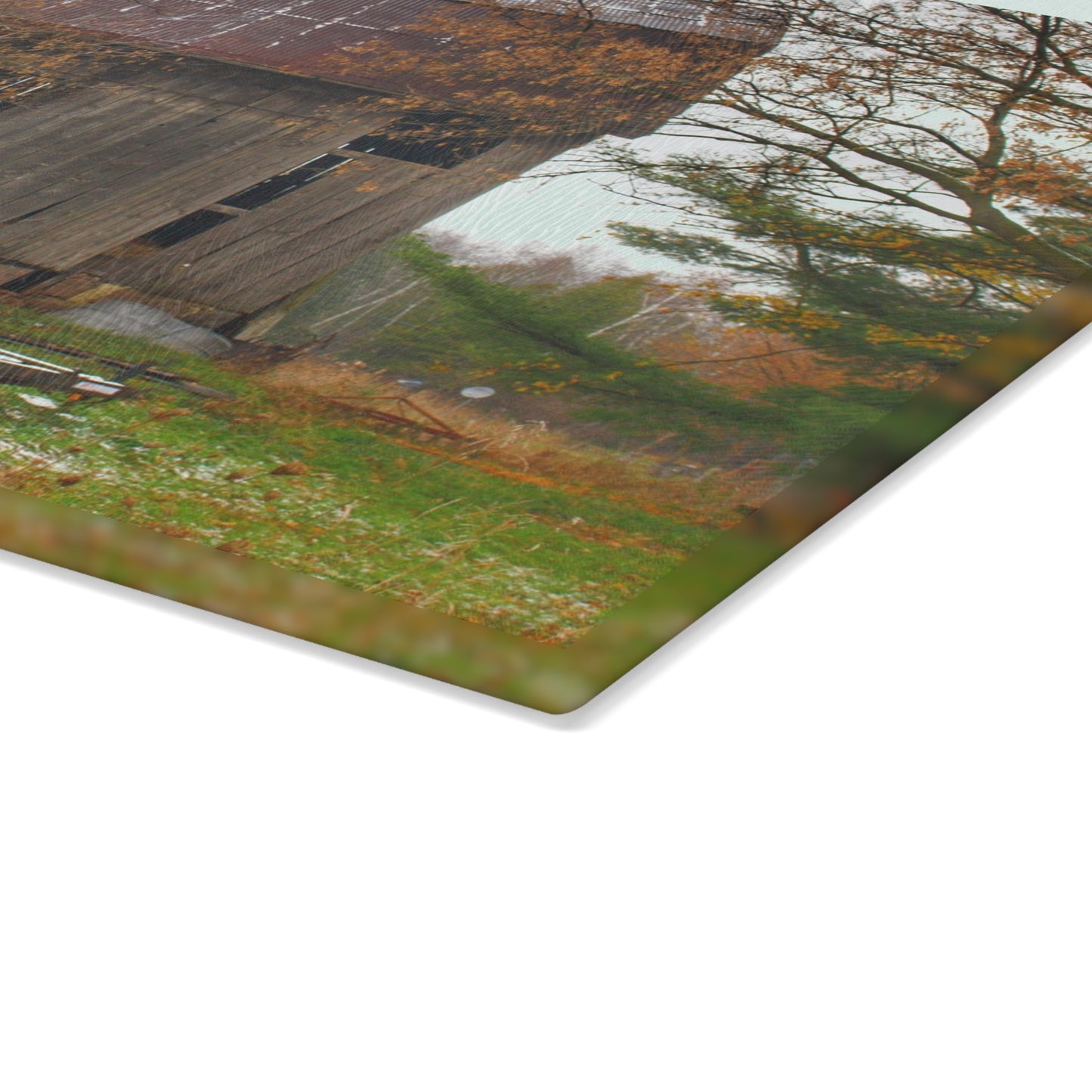 U R There Photography Frenchline Road Old Grey Rustic Farmhouse Tempered-Glass Cutting Board