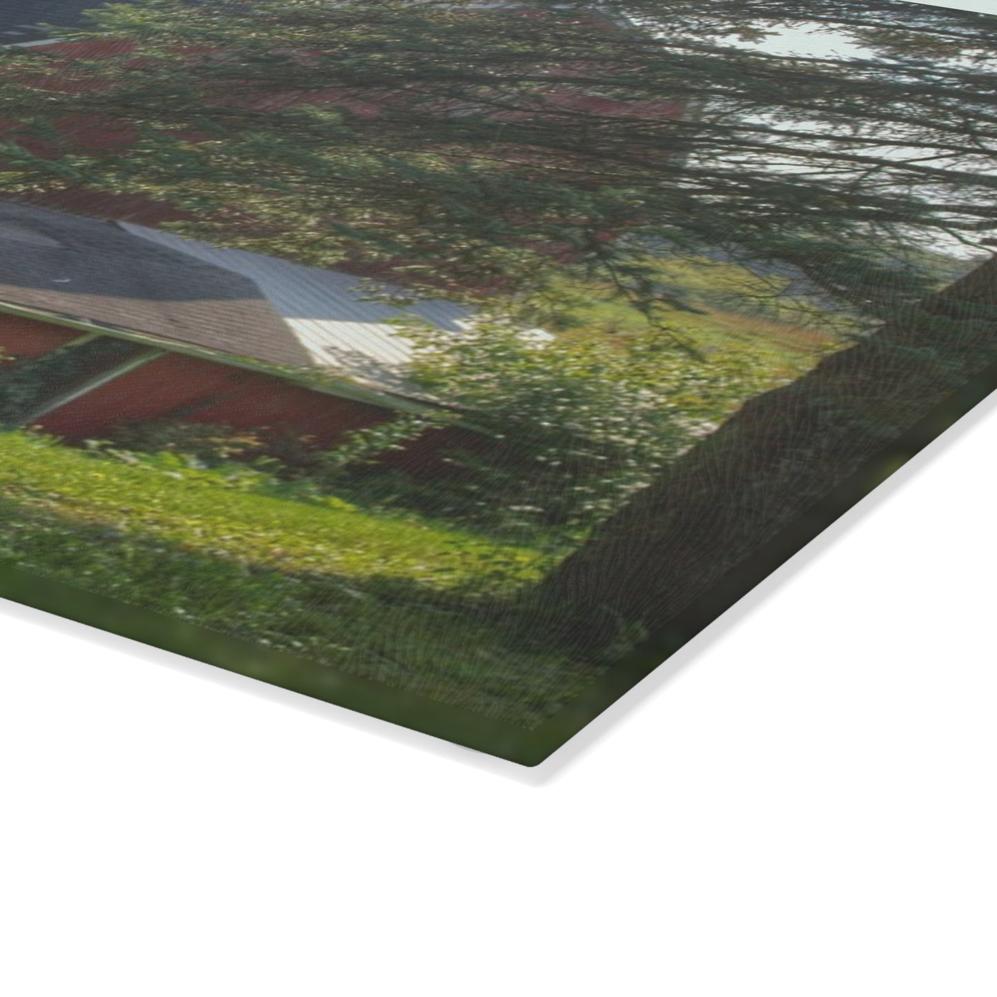U R There Photography Grey Road Red Rustic Farmhouse Tempered-Glass Cutting Board