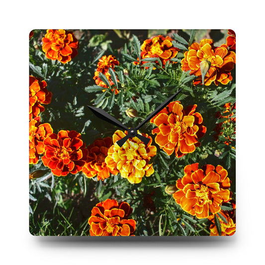 Marigolds Rustic Farmhouse Acrylic Analog Wall Clock 10.75" x 10.75'' (Square) 0.25''