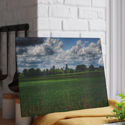 U R There Photography Farm from a Distance Rustic Farmhouse Tempered-Glass Cutting Board