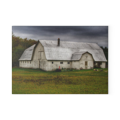 U R There Photography Milliman Road White Rustic Farmhouse Tempered-Glass Cutting Board